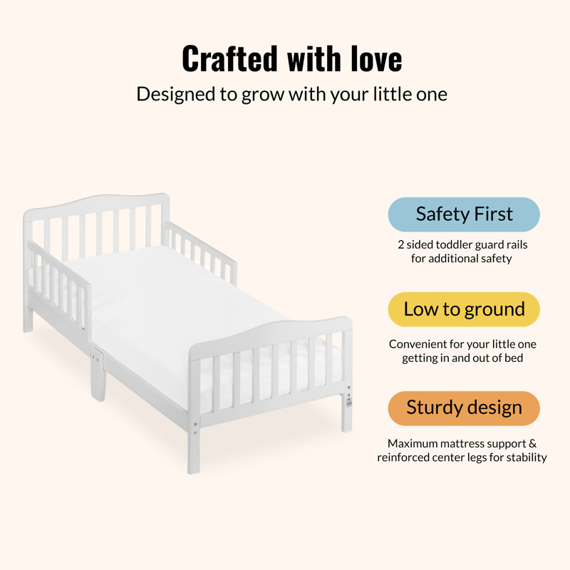Classic Toddler Solid Wood Bed, White