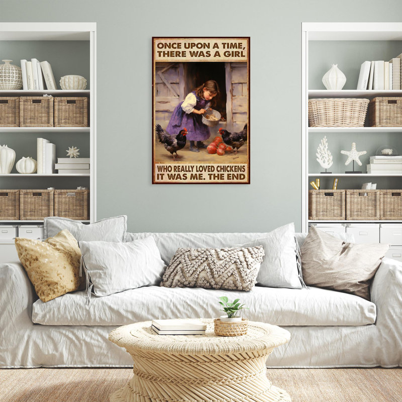 A Girl Who Really Loved Chickens 2 - 1 Piece Rectangle Graphic Art Print On Wrapped Canvas, H 36 po x l 24 po x P 1,25 po