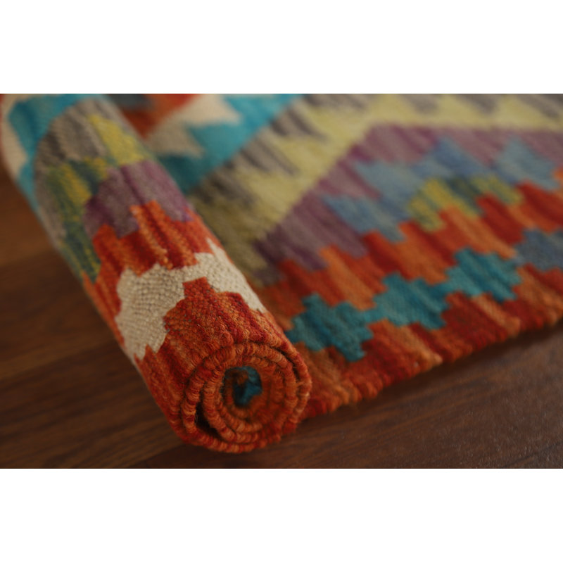 Tapis décoratif réversible en laine kilim oriental 3 x 5