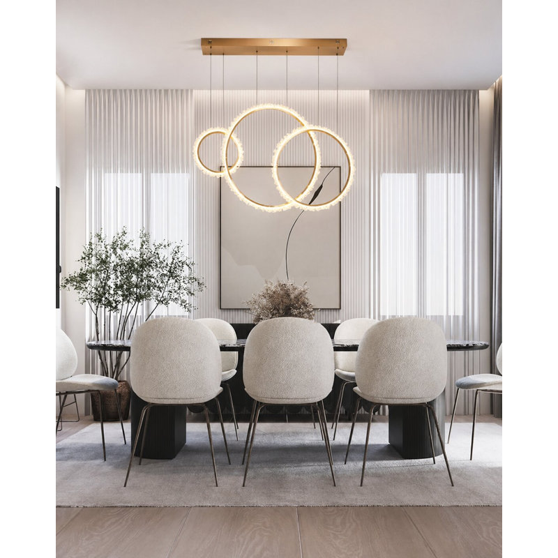 Transitional 3 Light Gold LED Crystal Chandelier