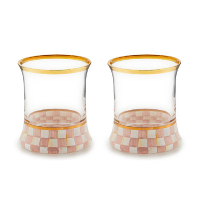 Rosy Check Tumbler Glass, Set Of 2