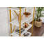 Bibliothèque moderne blanc et or, 35,4 x 70,9 x 13,4 pouces | Panneau de particules 100% enduit de mélamine, structure en métal avec finition électrostatique séchée au four | Nombreuses tablettes, solution de rangement murale et élégante pour la maison ou le bureau-109178466