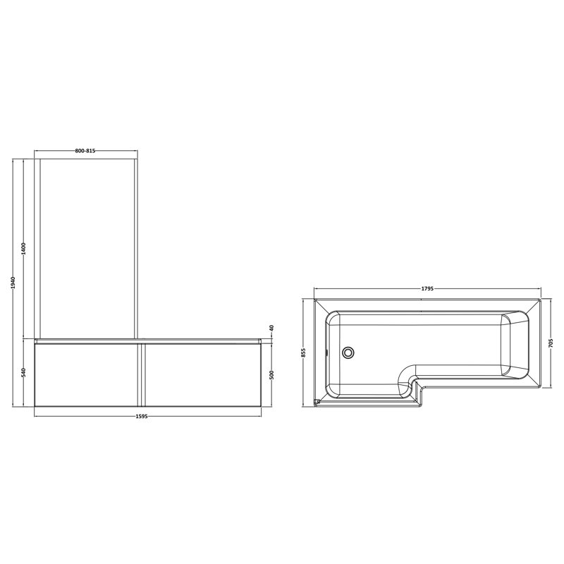 1800mm x 850mm Soaking Acrylic Bathtub
