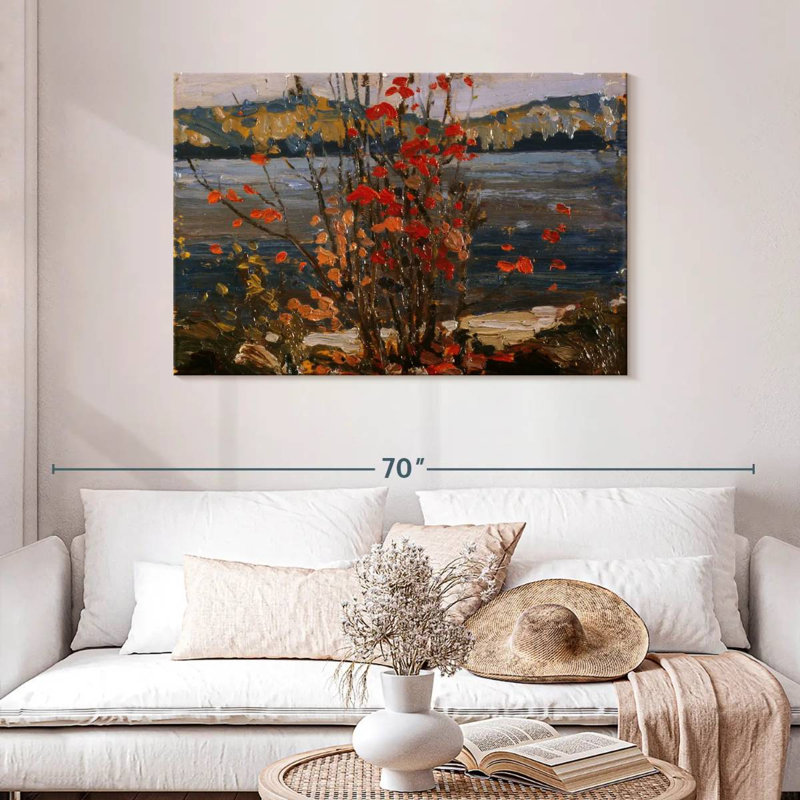 Lac Harnek et arbre rouge, H 30 po x l 45 po
