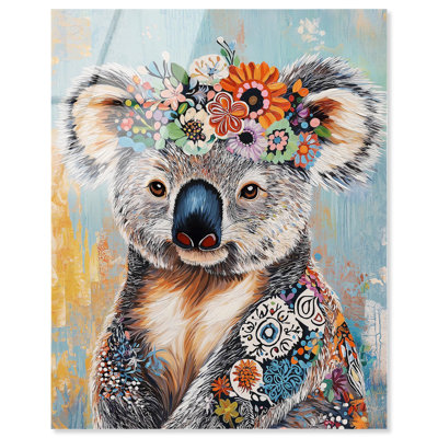 «Flower Child Koala», reproduction d'art acrylique sur toile par Art Remedy