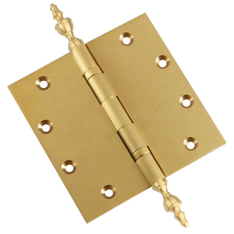 Charnière de porte simple à roulement à billes en laiton massif H 5 po x l 5 po, Laiton satiné