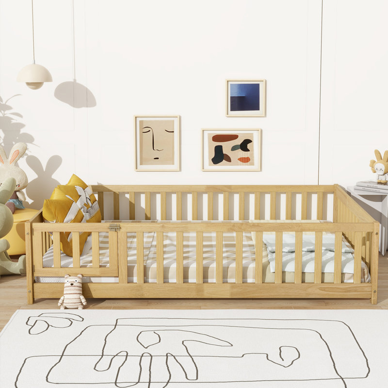 Lits en bois d'hévéa peu encombrants, lit de style naturel pour la famille
