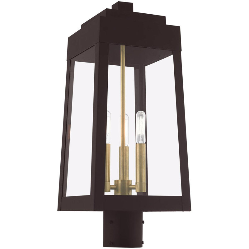 Luminaire suspendu 3 lumières avec abat-jour en verre bullé, H 20,38 po x l 8,25 po x P 8,25 po, Bronze clair noir