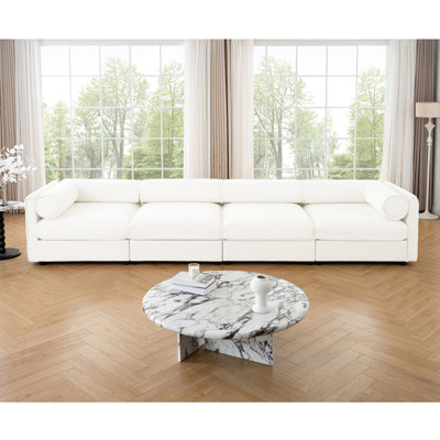 Ergonomic White Chenille With Storage - 4 Seat L-Shaped For Relaxation Built-In Convenience And Style