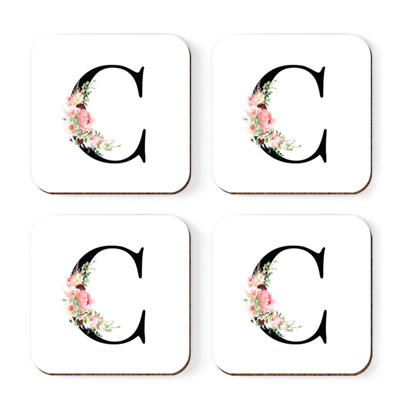 Sous-verre à motif floral rosé, C