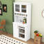 Garde-manger autoportant en bois avec portes en verre trempé, tablettes réglables et porte-bouteilles-47513302