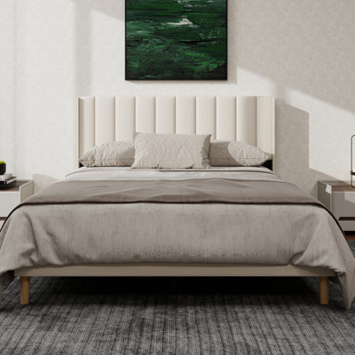 Upholstered Platform Bed Frame With Wingback