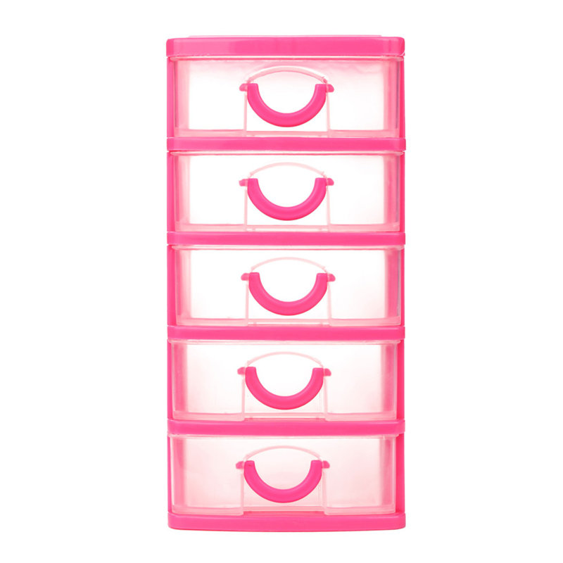 Petite caisse en plastique avec tiroirs de bureau, 7.28" H x 5.12" W x 3.54" D, Red