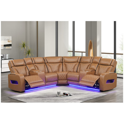Faux Leather Reclining Sectional