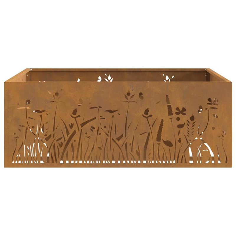 Modern Steel Fire Pit, Brown, 30cm H x 80cm W x 80cm D