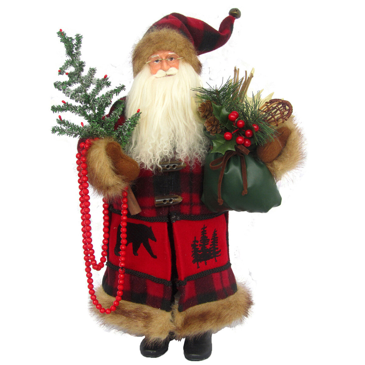 The Holiday Aisle® Buffalo Plaid Bear Santa & Reviews | Wayfair