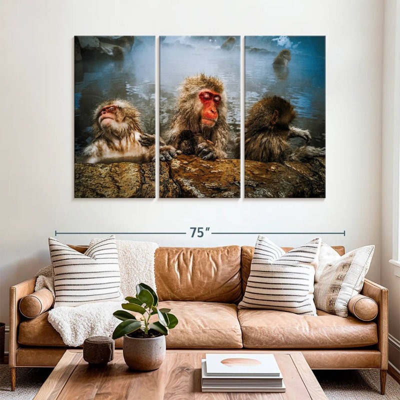 Brampt Japanese Macaque Monkeys, 42" H x 65" W