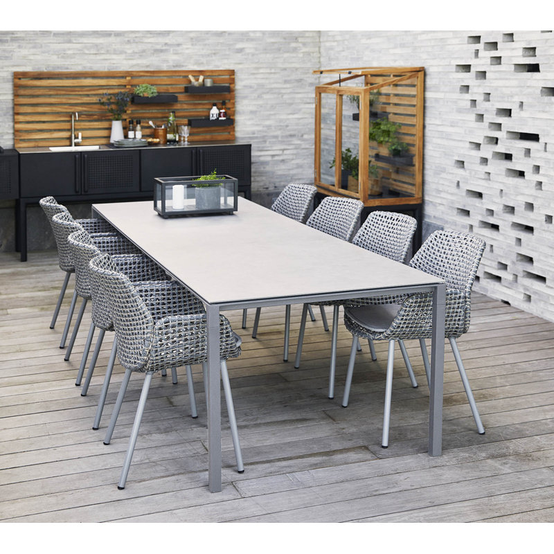 Vibe Wicker Patio Dining Armchair with Cushion, Taupe, Taupe