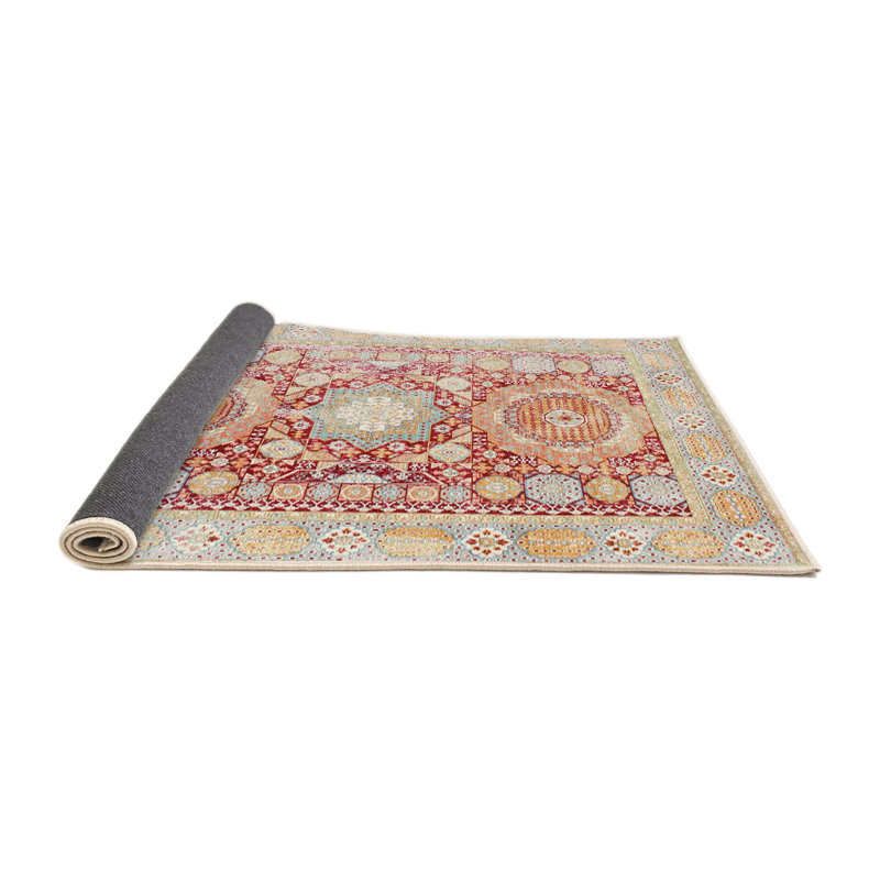 Tapis en laine rouge / brun, Rond 7 pi