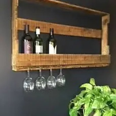 Support à vin mural en bois