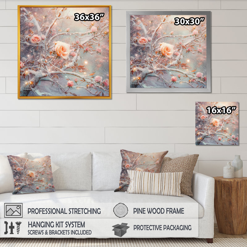 «Peach Garden Of Roses II», reproduction d'art sur toile, H 16 po x l 16 po x P 1 po, Toile tendue