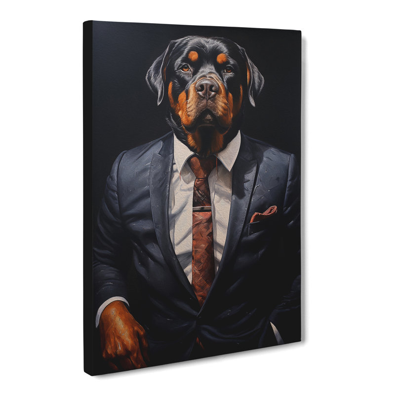 Rottweiler in a Suit Painting No.2 - Wrapped Canvas, 50cm H x 35cm W x 3cm D
