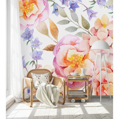 Watercolor Flowers Wallpaper Floral Tile