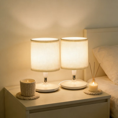 Ensemble de 2 lampes de table avec ports de charge USB, lampes de chevet à DEL à intensité variable pour table de chevet de chambre à coucher, bureau de salon avec 3 températures de couleur, tactile et télécommande