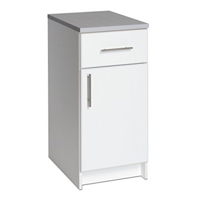 Watse 16” Wide White Storage Cabinet, Base Cabinet with 1 Drawer and 1 Adjustable Shelf for Garage, Cabinet, Kitchen, Home Office, 16”W x 36”H x 24”D, White