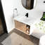 Meuble-lavabo de 30 po avec lavabo en céramique. Fixé au mur. Porte à fermeture en douceur. Apparence moderne en chêne imitation. Contreplaqué 30 po. Aspect chêne. Base