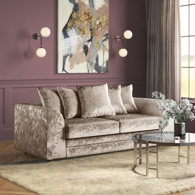 Romelia Velvet Sofa, Mink, 3