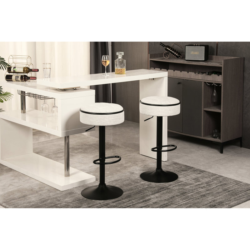 Rangement rond en lin, pivotant à 360 ° et réglable en hauteur pour les tabourets de bar en lin de salon, avec et dans les salles à manger