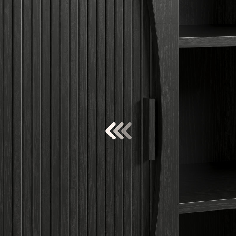 Buffet incurvé 59 "avec portes coulissantes et tablettes réglables 59", Black