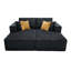 Chaises doubles double rembourrées en velours côtelé, noir, confort instantané, sans assemblage, 76 po de profondeur, 64 de largeur, 34 de hauteur, 132 lb, rembourrage en mousse avec siège coussiné,