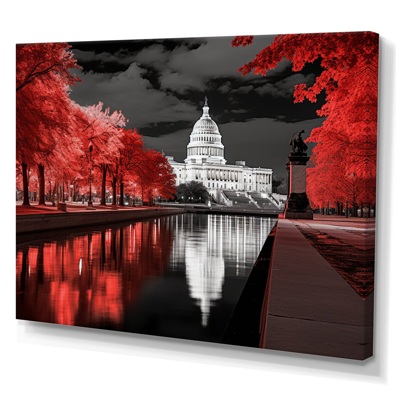 Monochromes de Washington DC, art mural grand Washington, H 16 po x l 32 po x P 1 po, Toile tendue
