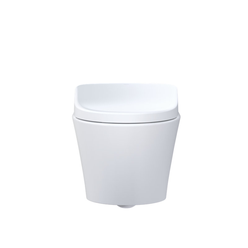 Cotton White Wall-Mounted Elongated Dual Flush Toilet