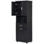 Grande armoire de salle de bain avec panier à linge intégré, panier inclinable et rangement supérieur, noir