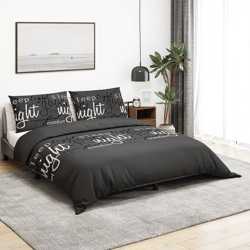 Grey Microfibre Duvet Cover Set, 155 x 220 cm + 80 x 80 cm