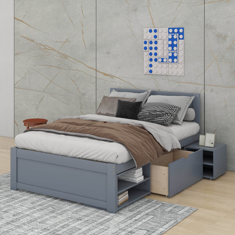 Full Size Platform Bed With Drawer