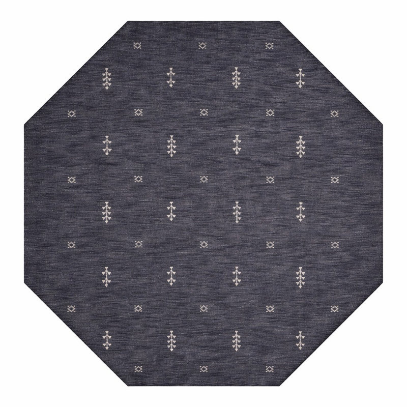 Anley Hand Knotted Loom Wool Eco-Friendly Area Rugs - Octagon, Charcoal White Color, Contemporary Modern Design, High Pile Thick Handmade Anti Skid Area Rugs for Living Room, Bed Room