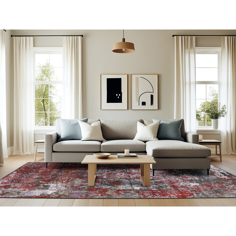 Otteridge Abstract Indoor Rug, Rectangle 6' x 9'