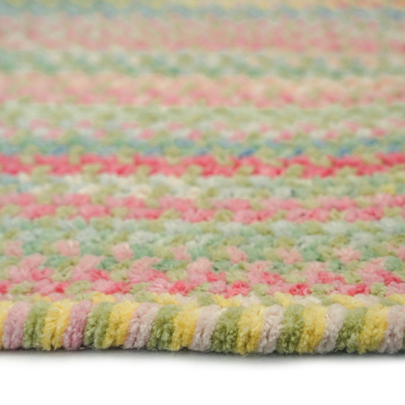Aaru Hand Braided Cotton Light Green, Oval 5' x 8'