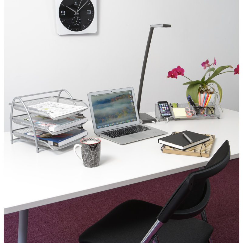 Alba Black Mesh 3-Drawer Letter Tray Organizer