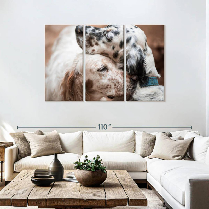 Brampt Cuddling English Setters, 48" H x 74" W