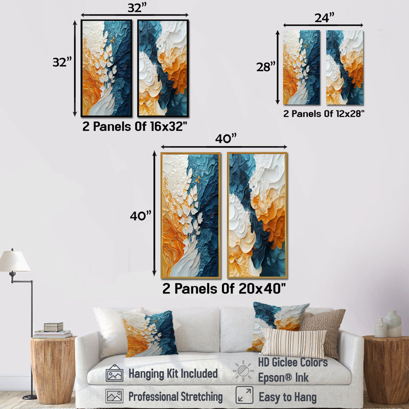 Biomorphism Wave to Sand Migre V - Art mural abstrait 2 pièces, H 28 po x l 25 po, Toile tendue, Ne s’applique pas