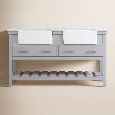 Pelaghia 60'' Double Bathroom Vanity with Marble Top