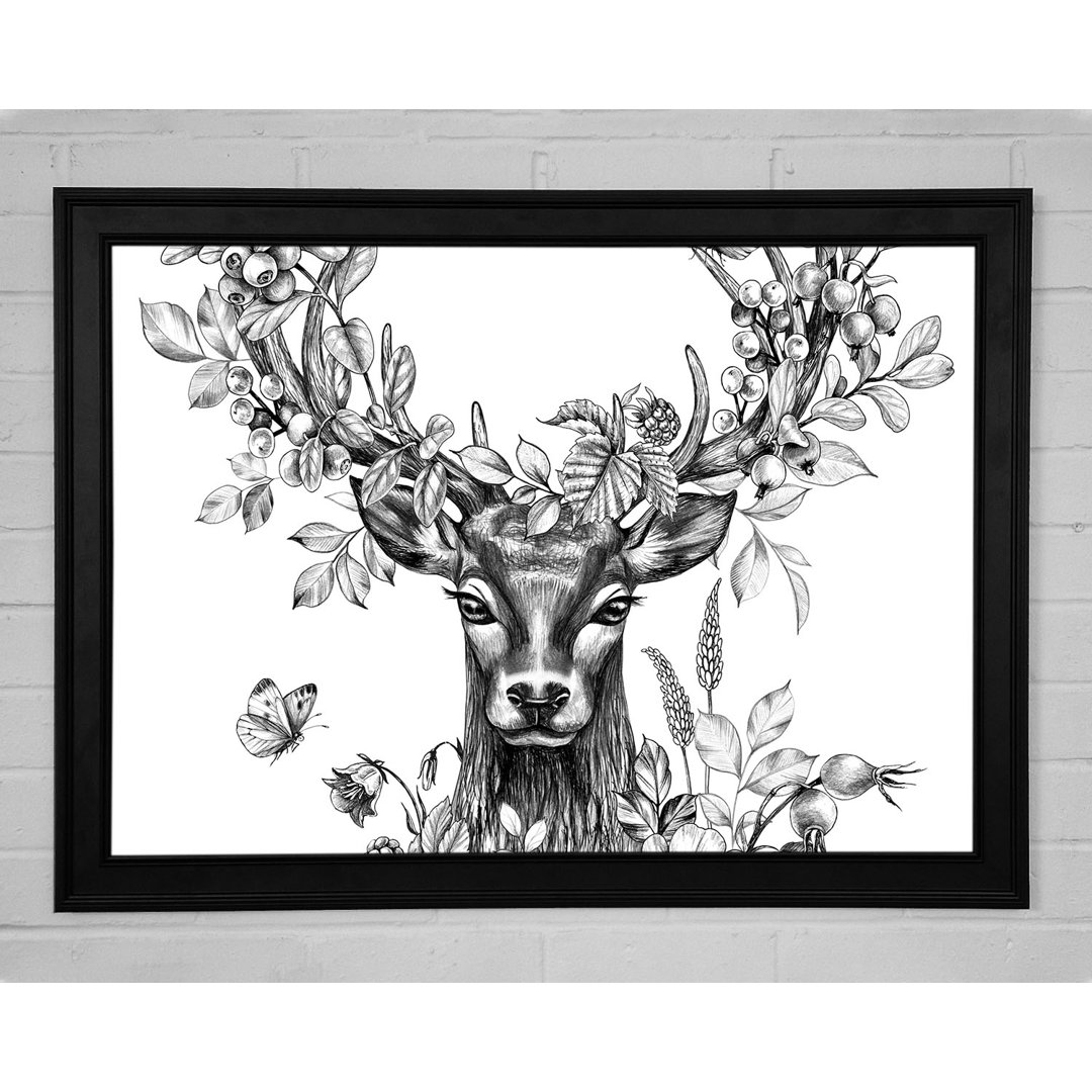 The Floral Deer Gerahmter Druck