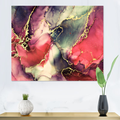 Rouge et noir, art abstrait fluide de luxe IV - peinture sur toile