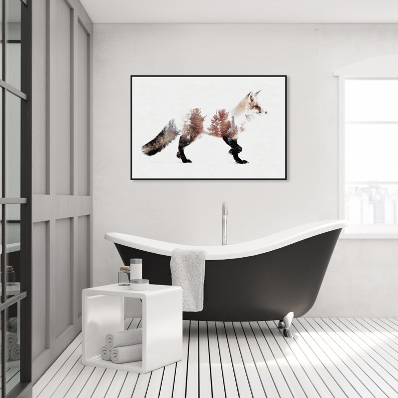 The Fox - reproduction d'impression, H 30 po x l 45 po x P 1,5 po, Toile avec cadre noir
