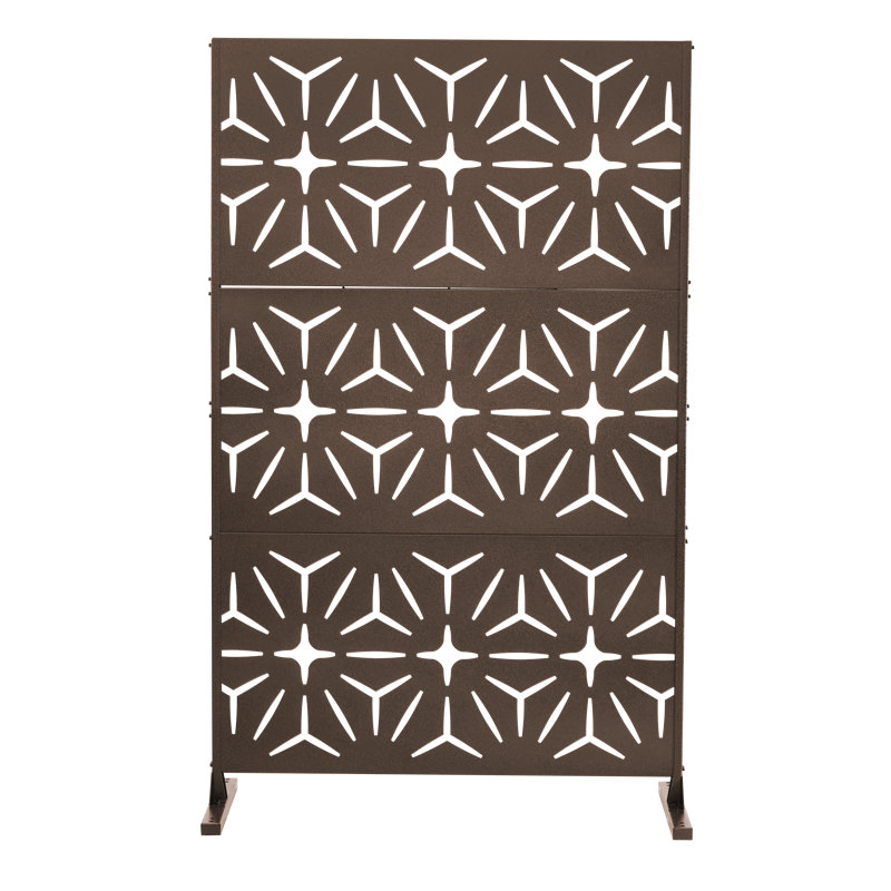 Outdoor Privacy Screen 3-Panel Freestanding, Decorative Room Divider, Bronze